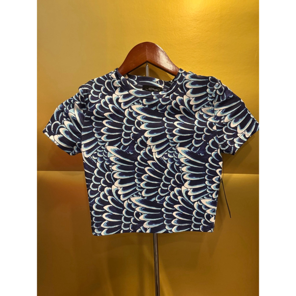Ed Hardy Tops - Women's Ed Hardy Crop Top XS Navy Blue Feather Print NWT